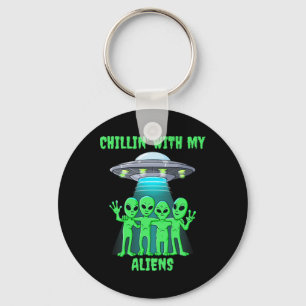 Chillin With My Aliens Halloween Boys Girls Kids F Keychain
