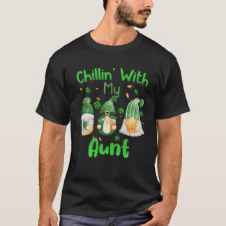 Chillin With My Aunt Green Plaid Gnomes St Patrick T-Shirt