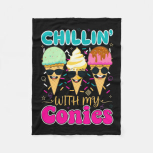 Chillin With My Conies Retro Ice Cream Summer Fleece Blanket