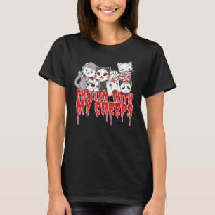 Chillin With My Creeps  Cats Halloween Costume T-Shirt