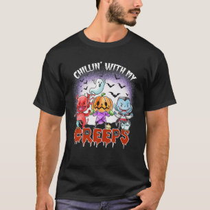 Chillin' With My Creeps Halloween Dracula Demon Bl T-Shirt