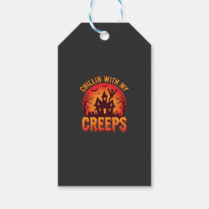 Chillin With My Creeps Halloween T-Shirt Design_1 Gift Tags
