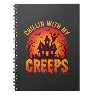 Chillin With My Creeps Halloween T-Shirt Design_1 Notebook