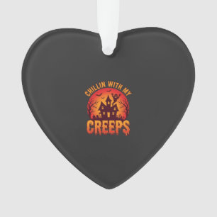Chillin With My Creeps Halloween T-Shirt Design_1 Ornament
