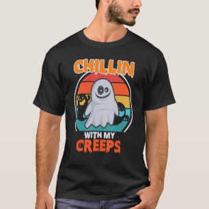 Chillin With My Creeps Vampire Halloween Skeleton T-Shirt