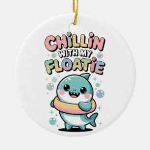 Chillin’ with My Floatie Shark Baby Kids Ceramic Ornament