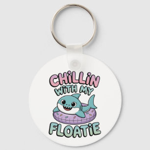 Chillin’ with My Floatie   Shark Baby Kids Keychain