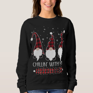 Chillin With My Gnomies Buffalo Plaid Gnome Christ Sweatshirt