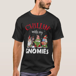 Chillin' With My Gnomies Candy Cane Xmas Tree Snow T-Shirt