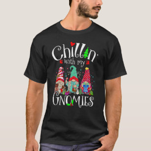 Chillin With My Gnomies Christmas Red Gnomes Plaid T-Shirt