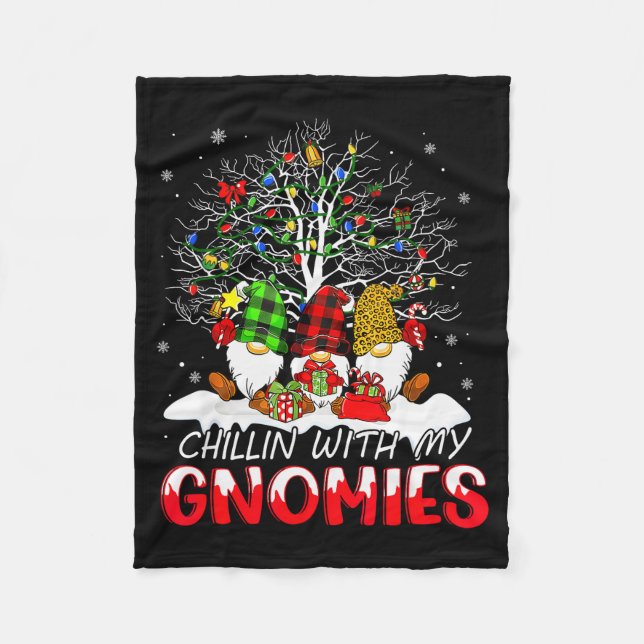 Chillin With My Gnomies Funny Christmas Family Fri Fleece Blanket (Front)