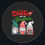 Chillin' With My Gnomies Funny Christmas Gnome Fam Classic Round Sticker<br><div class="desc">Chillin' With My Gnomies Funny Christmas Gnome Family Xmas</div>