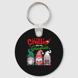 Chillin' With My Gnomies Funny Christmas Gnome Fam Keychain
