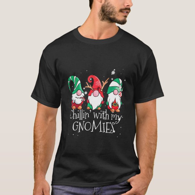 Chillin' With My Gnomies Garden Gnome Pajama T-Shirt (Front)