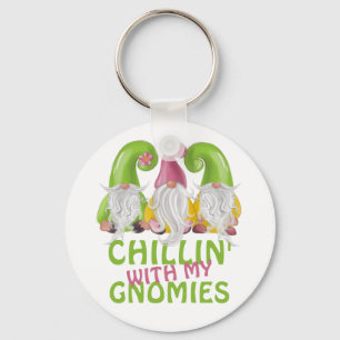 Chillin With My Gnomies Gnome Humour Keychain