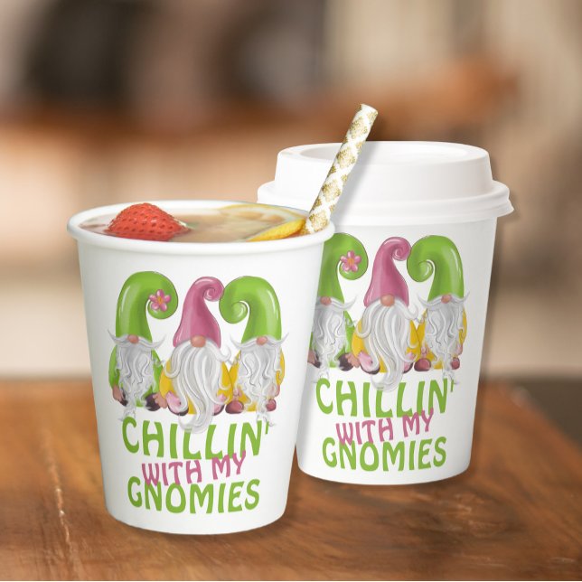 Chillin With My Gnomies Gnome Humour Paper Cups (Creator Uploaded)