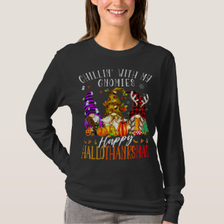Chillin With My Gnomies Happy Hallothanksmas Gnome T-Shirt