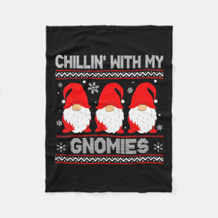 Chillin With My Gnomies Matching Family Christmas Fleece Blanket