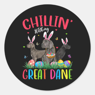 Chillin With My Great Dane Easter Eggs Happy Easte Classic Round Sticker