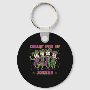 Chillin With My Jokers Mardi Gras Fun Boys Girls K Keychain