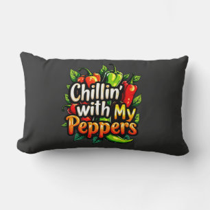 Chillin' with My Peppers - Colourful Chili Graphic Lumbar Pillow