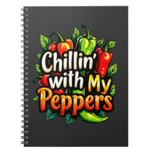 Chillin' with My Peppers - Colourful Chili Graphic Notebook