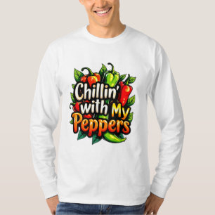 Chillin' with My Peppers - Colourful Chili Graphic T-Shirt