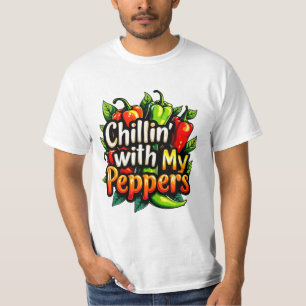 Chillin' with My Peppers - Colourful Chili Graphic T-Shirt