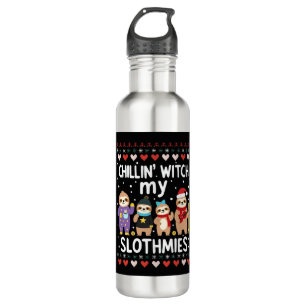 Chillin With My Slothmies Funny Sloth Ugly Christm 710 Ml Water Bottle