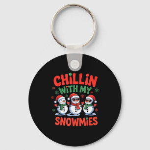 Chillin With My Snowmie Funny Christmas Snowman  Keychain