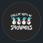 Chillin With My Snowmie Women Christmas Snowman Te Classic Round Sticker<br><div class="desc">Chillin With My Snowmie Women Christmas Snowman Teacher Snow</div>
