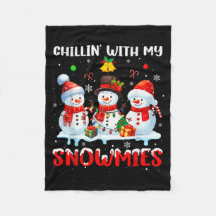 Chillin With My Snowmie Women Christmas Snowman Te Fleece Blanket
