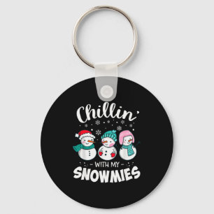 Chillin With My Snowmie Women Christmas Snowman Te Keychain