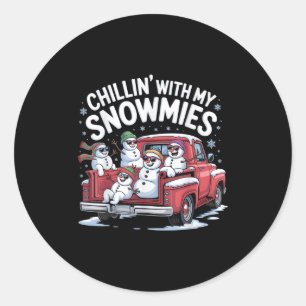 Chillin With My Snowmies Ckup Truck Snowman Christ Classic Round Sticker
