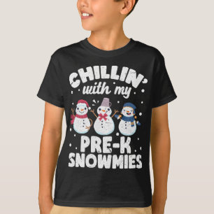 Chillin With My Snowmies Cute Snowman Ugly Christm T-Shirt