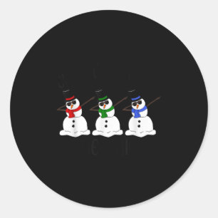 Chillin With My Snowmies Funny Dabbing Snowman Xma Classic Round Sticker