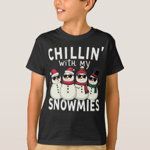 Chillin' With My Snowmies Funny Snowman Christmas T-Shirt