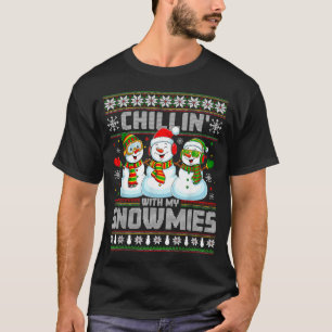 Chillin With My Snowmies Funny Xmas Snowman Christ T-Shirt