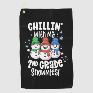 Chillin With My Snowmies Shirt 2nd Grade Teacher Golf Towel