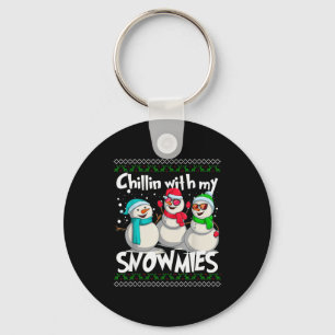 Chillin' With My Snowmies - Ugly Christmas Snowman Keychain