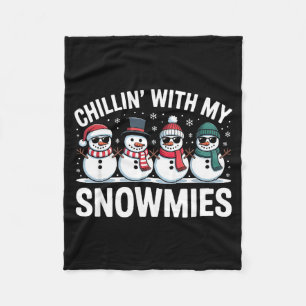 Chillin With My Snowmies Xmas Snowman Boys Girls M Fleece Blanket
