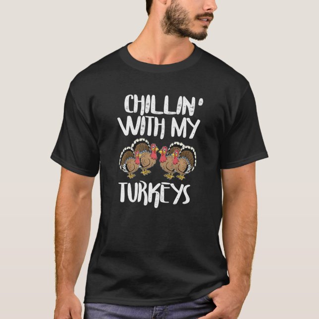 Chillin' With My Turkeys Happy Thanksgiving Boys G T-Shirt (Front)
