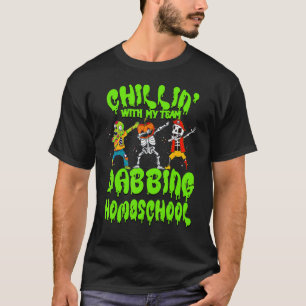Chillin with my Zombie Pumpkin Skeleton Dab Homesc T-Shirt