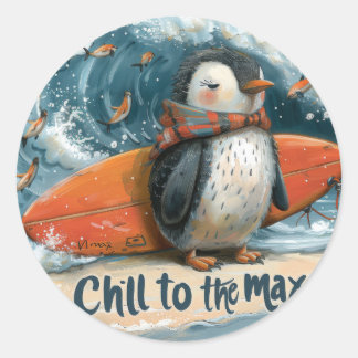 Chillin' with Penguins: Maximum Relaxation Classic Round Sticker