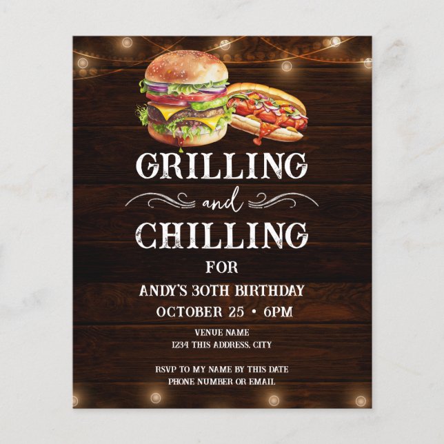 Chilling and Grilling 30th Birthday Invite (Front)