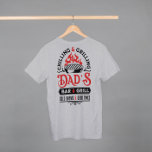 Chilling and grilling dad's bar and grill design 2 T-Shirt<br><div class="desc">Chilling and grilling Dad's Bar and Grill- serving cold brews and good times- black and red vintage typography design with a customizable text in red to personalize this year's fathers day celebration.</div>