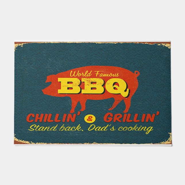 Chilling And Grilling Mat, Funny Cooking Doormat (Front)