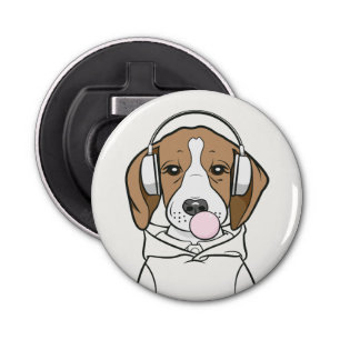 Chilling Beagle with Bubblegum Cute Funny Dog Bottle Opener