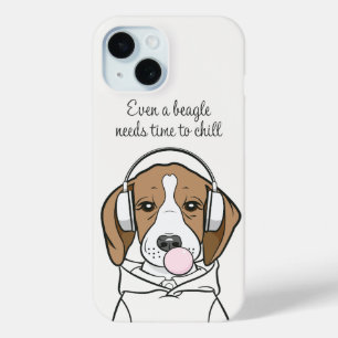 Chilling Beagle with Bubblegum Cute Funny Dog iPhone 15 Case