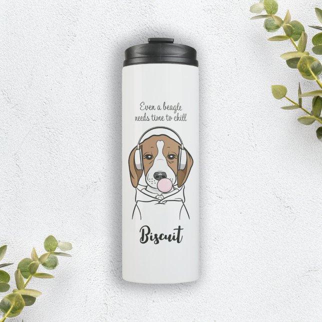 Chilling Beagle with Bubblegum Cute Funny Dog Thermal Tumbler (Creator Uploaded)